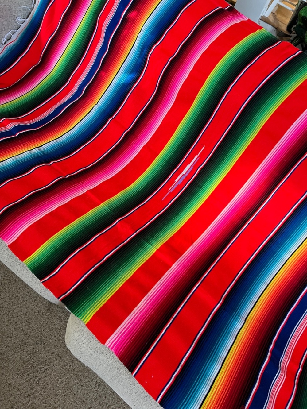 Mexican Throw Blanket Striped Bright Colours 49" x 78" Soft